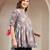 Sky-blue floral printed cotton flared top for women