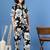 Black printed cotton peter pan collar co-ord night suit for women