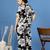Black printed cotton peter pan collar co-ord night suit for women