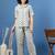 White printed cotton peter pan collar co-ord night suit for women