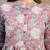 Sky-blue floral printed cotton flared top for women