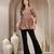 Grey floral printed cotton flared top for women