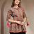 Grey floral printed cotton flared top for women