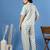 White printed cotton peter pan collar co-ord night suit for women