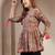 Grey floral printed cotton flared top for women