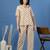 White printed cotton peter pan collar co-ord night suit for women