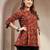 red floral printed cotton flared top for women