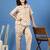 White printed cotton peter pan collar co-ord night suit for women