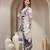 Grey floral printed cotton stitched straight kurta set with pyjama for women