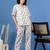 Multicolor printed cotton peter pan collar co-ord night suit for women