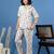 Multicolor printed cotton peter pan collar co-ord night suit for women