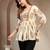 Off-white floral printed cotton flared top for women