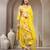 Yellow floral printed rayon stitched straight kurta set with patiala salwar for women