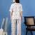 Multicolor printed cotton peter pan collar co-ord night suit for women