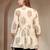 Off-white floral printed cotton flared top for women