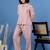Pink printed cotton peter pan collar co-ord night suit for women