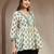 Off-white floral printed cotton flared top for women