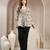 White floral printed cotton flared top for women