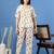 White printed cotton peter pan collar co-ord night suit for women