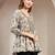 White floral printed cotton flared top for women