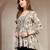 White floral printed cotton flared top for women