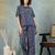 Blue printed cotton peter pan collar co-ord night suit for women