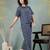Blue printed cotton peter pan collar co-ord night suit for women