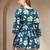Sky-blue floral printed cotton flared top for women
