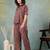 Brown printed cotton peter pan collar co-ord night suit for women