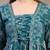 Teal floral printed cotton flared top for women