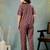 Brown printed cotton peter pan collar co-ord night suit for women