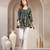 Green floral printed cotton flared top for women