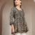 Blue floral printed cotton flared top for women