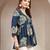 Blue floral printed cotton flared top for women