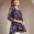 Blue floral printed cotton flared top for women