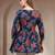 Blue floral printed cotton flared top for women