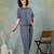 Blue printed cotton peter pan collar co-ord night suit for women