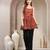 Red floral printed cotton flared top for women