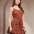 Red floral printed cotton flared top for women