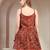 Red floral printed cotton flared top for women