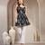 black floral printed cotton flared top for women