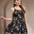 black floral printed cotton flared top for women