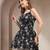 black floral printed cotton flared top for women