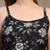black floral printed cotton flared top for women