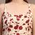 Red floral printed cotton flared top for women
