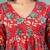 Red floral printed cotton flared top for women
