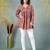 Brown  floral printed cotton flared top for women