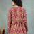 Brown  floral printed cotton flared top for women