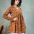 Brown floral printed cotton flared top for women
