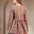 Brown floral printed cotton flared top for women